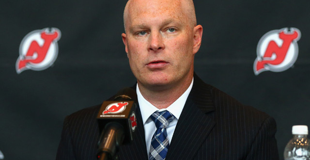 NEWARK, NJ - JUNE 02: John Hynes addresses the media after being named the New Jersey Devils head coach during a press conference on June 2, 2015 in Newark, ... - New-Jersey-Devils-Introduce-New-Head-Coach-John-Hynes-640x330